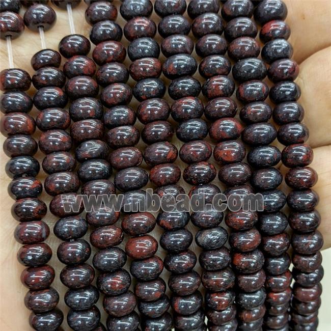 Iron Hematite Beads Smooth Rondelle Black Red