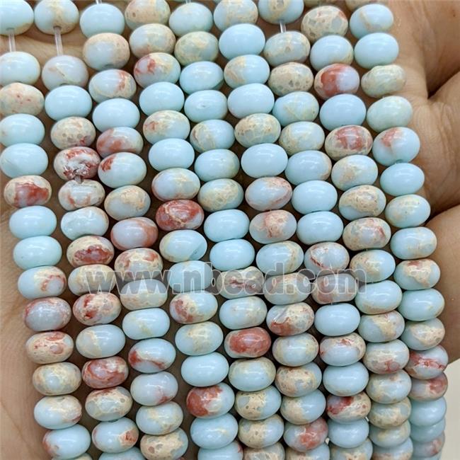 Synthetic Imperial Jaser Beads Smooth Rondelle Blue