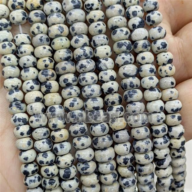 Natural Black Dalmatian Jasper Beads Smooth Rondelle
