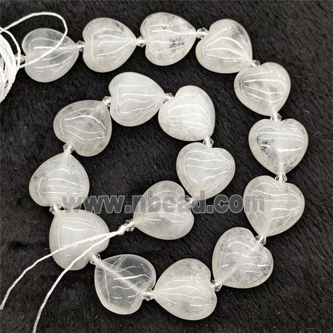 Natural Clear Crystal Quartz Heart Beads