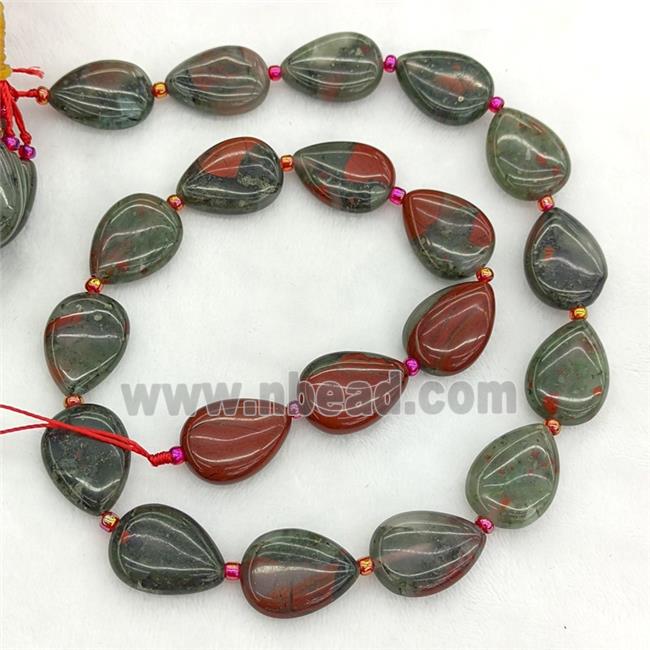 Natural African Bloodstone Teardrop Beads