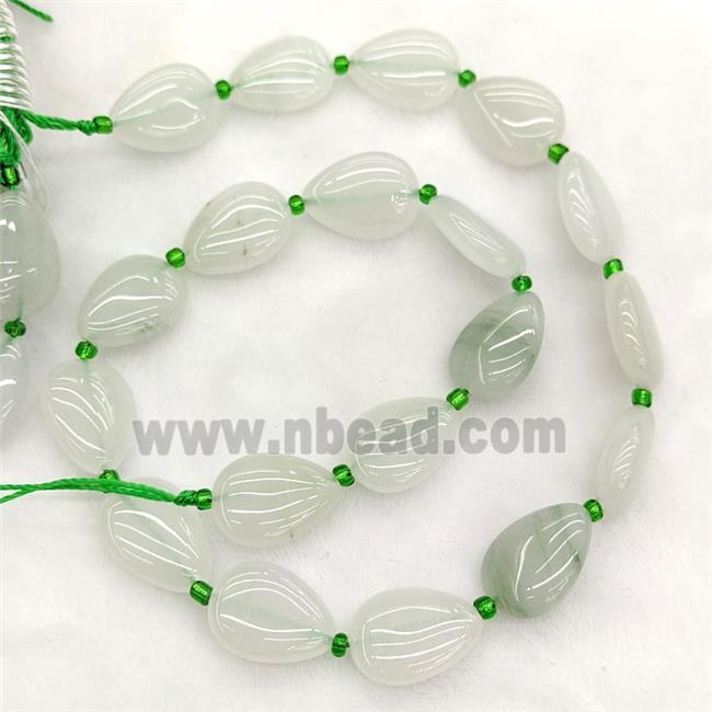 Natural Chinese Nephrite Jade Teardrop Beads Lt.green
