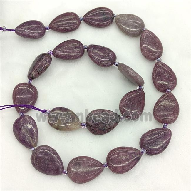 Natural Chinese Lepidolite Teardrop Beads Purple Dye