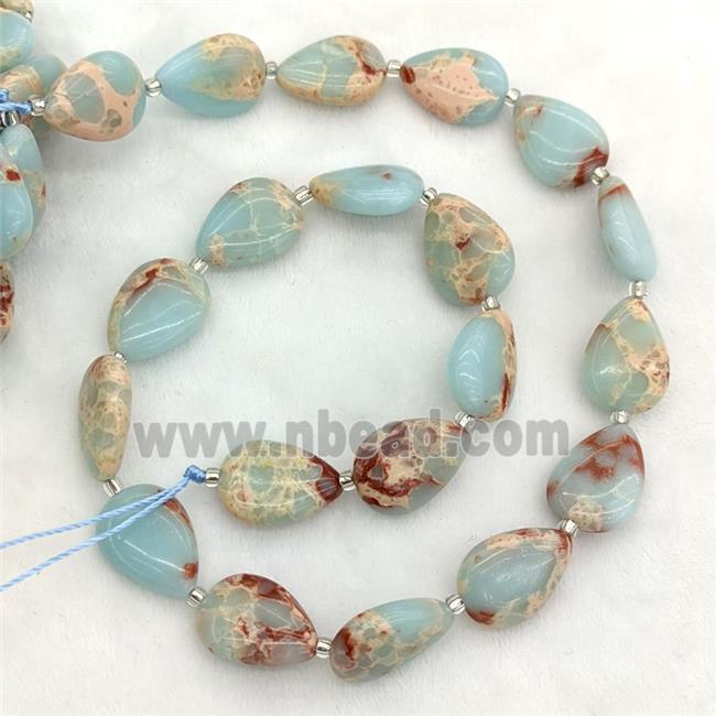 Blue Synthetic Imperial Jasper Teardrop Beads