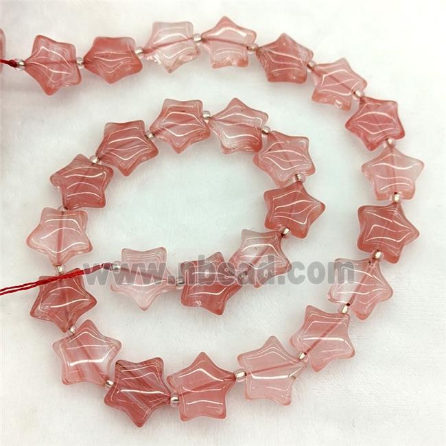 Pink Synthetic Quartz Star Beads