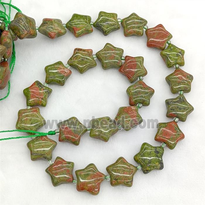 Natural Unakite Star Beads