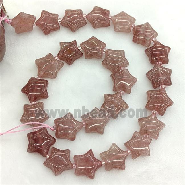 Natural Pink Strawberry Quartz Star Beads