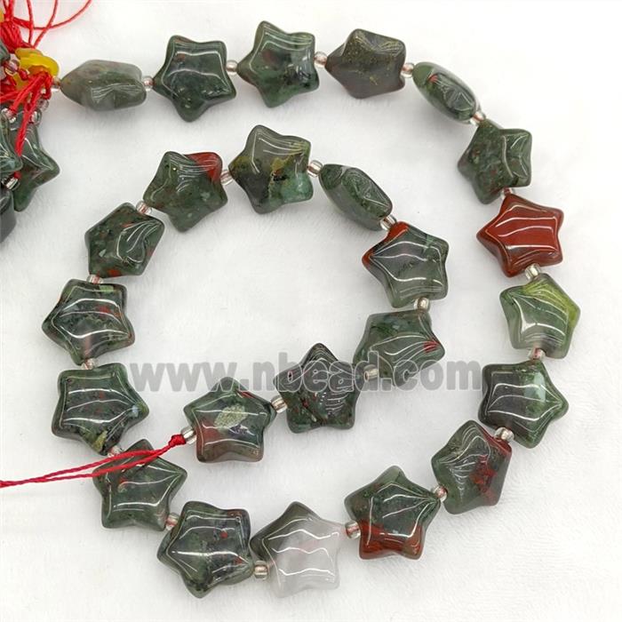 Natural African Bloodstone Star Beads