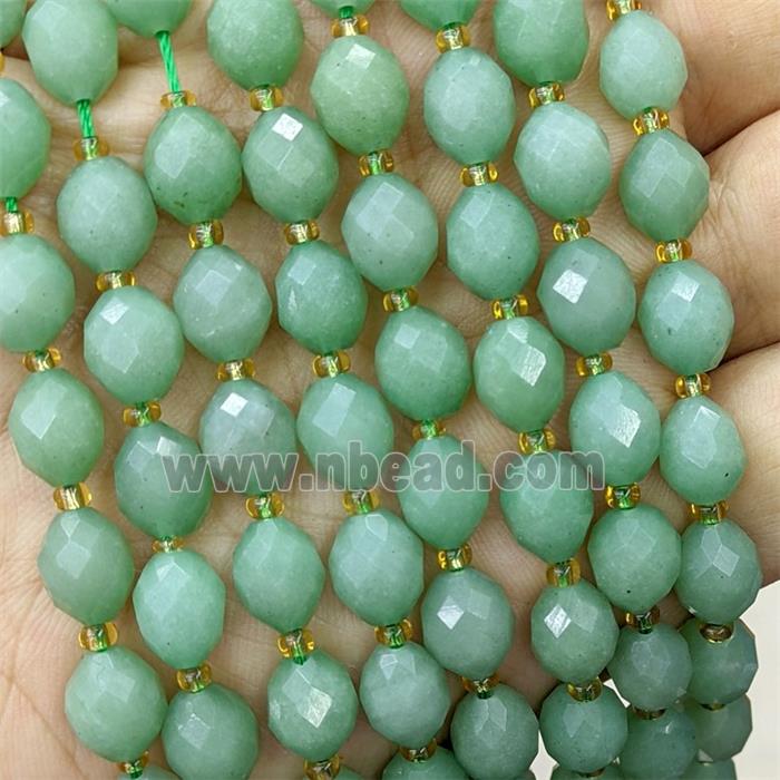 Jade Beads Faceted Rice Green Dye