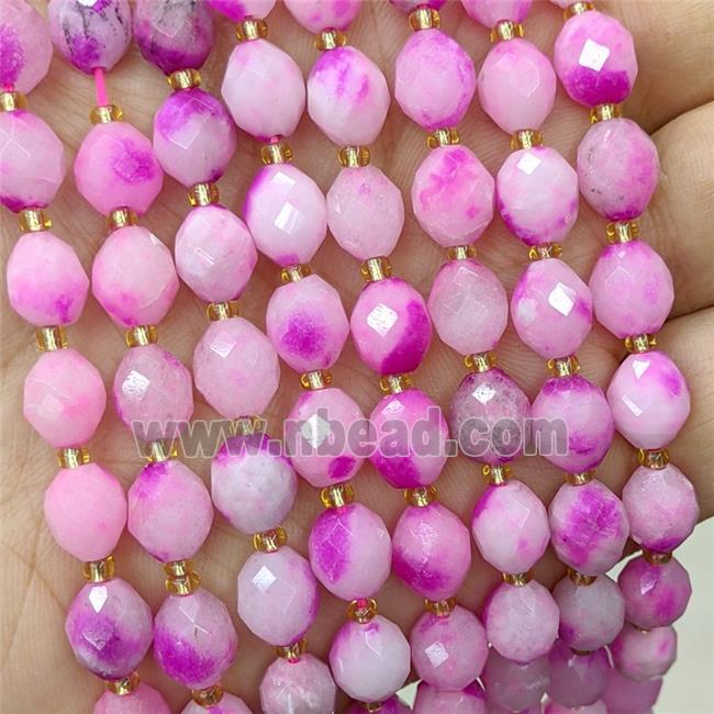Pink Dye Jade Beads Faceted Rice