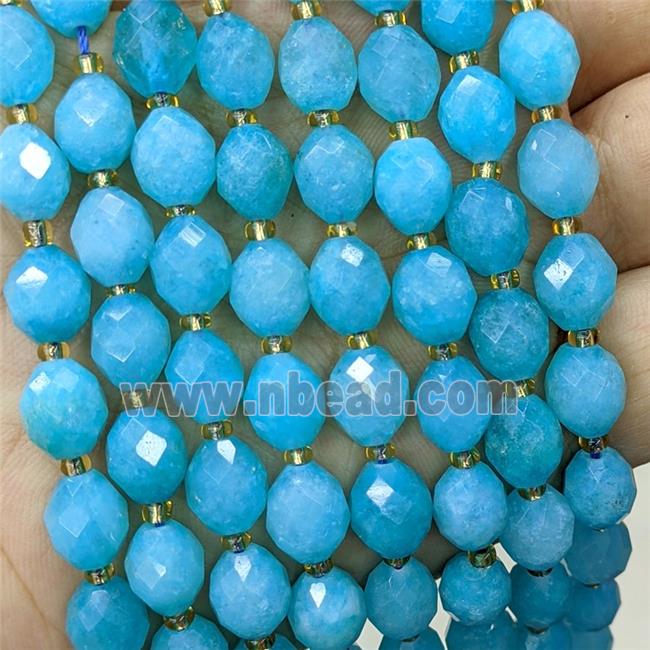 Jade Beads Faceted Rice Blue Dye