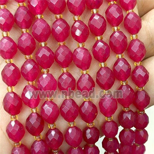 Red Dye Jade Beads Faceted Rice