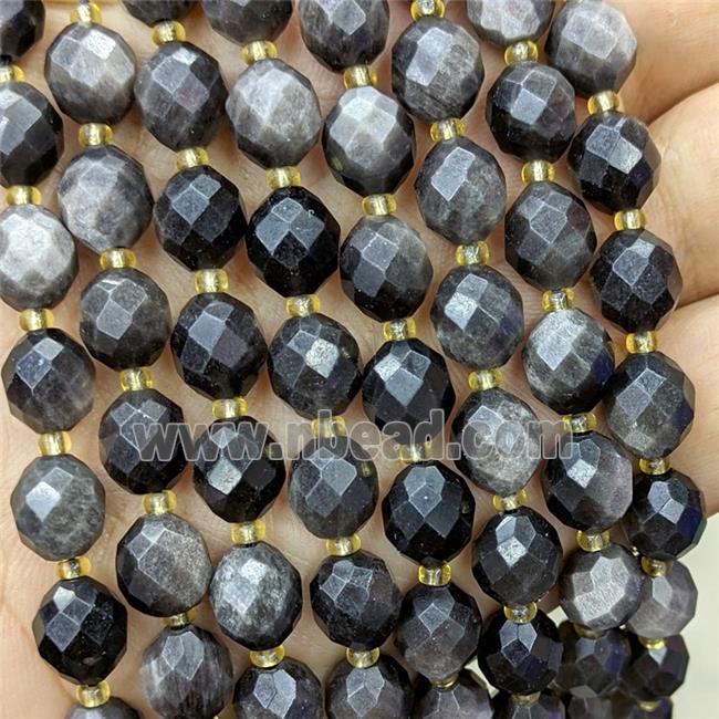 Natural Silver Obsidian Beads Faceted Rice