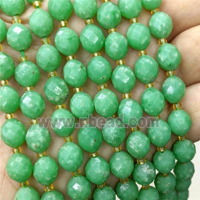 Natural Chinese Nephrite Jade Beads Green Dye Faceted Rice