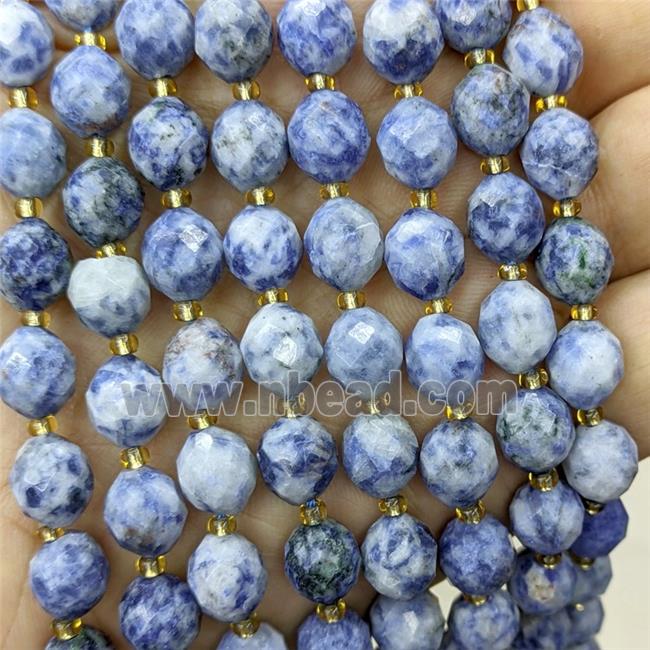 Natural Blue Dalmatian Jasper Beads Faceted Rice