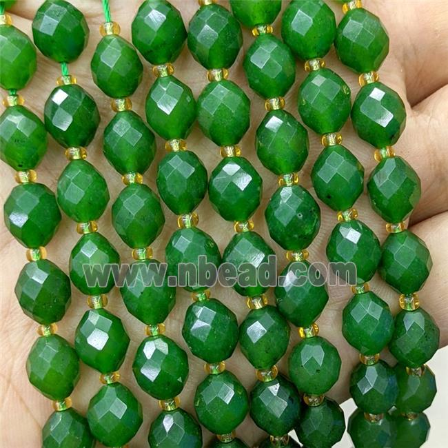 Natural Chinese Nephrite Jade Beads Green Dye Faceted Rice