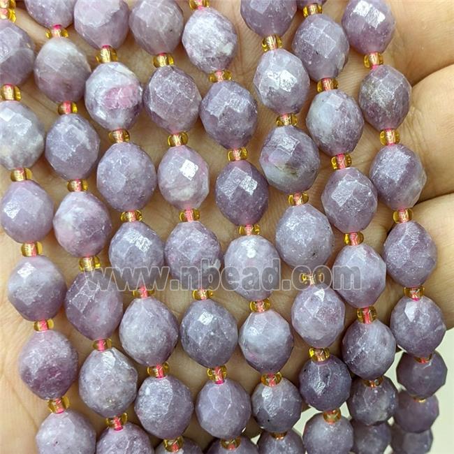 Natural Chinese Lepidolite Beads Purple Faceted Rice