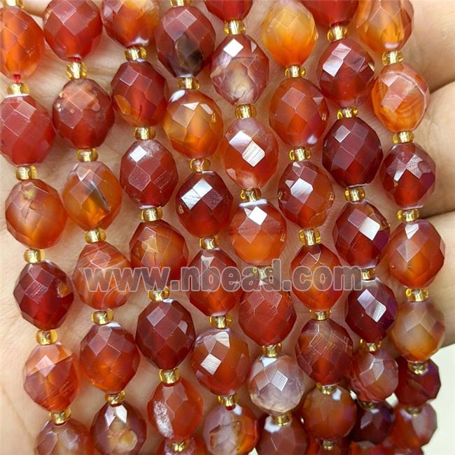 Natural Agate Beads Red Dye Faceted Rice