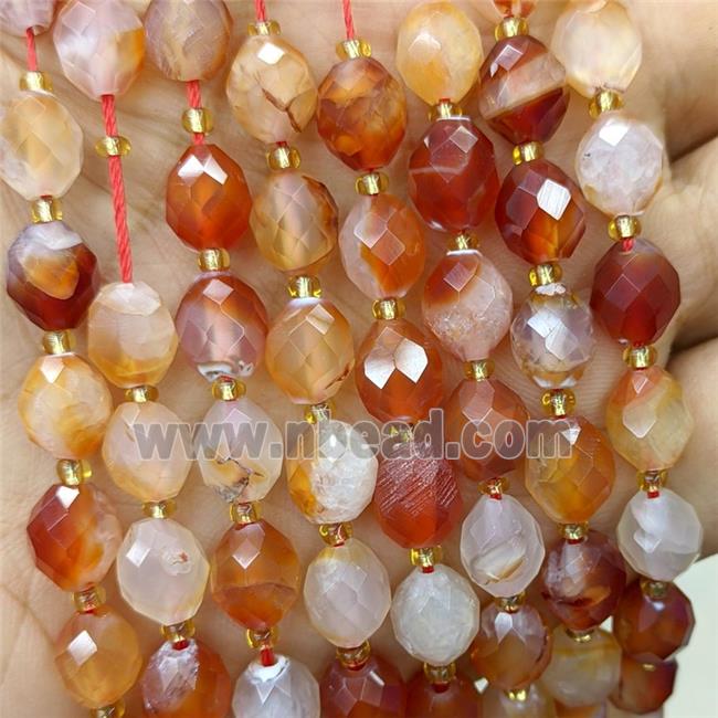 Natural Agate Beads Red Dye Faceted Rice