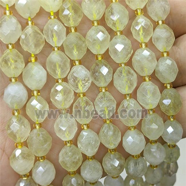 Natural Lemon Quartz Rice Beads Faceted Olive