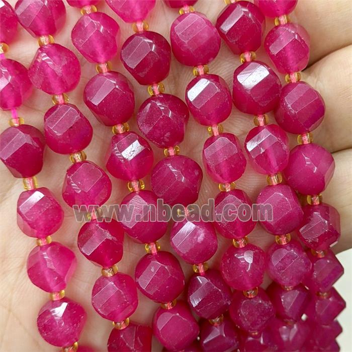 Ruby Red Dye Jade Twist Beads