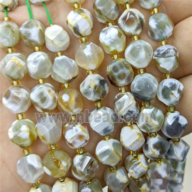 Fire Agate Twist Beads Dye Yellow