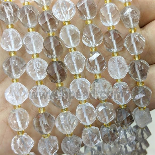 Natural Clear Crystal Quartz Twist Beads