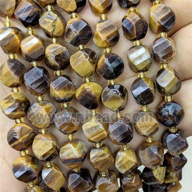 Natural Tiger Eye Stone Twist Beads