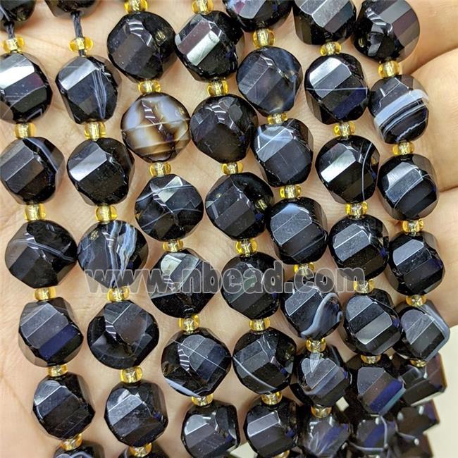 Black Stripe Agate Twist Beads