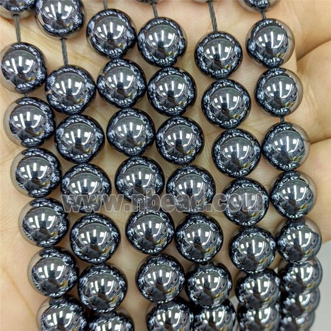 Natural Terahertz Stone Beads Smooth Round
