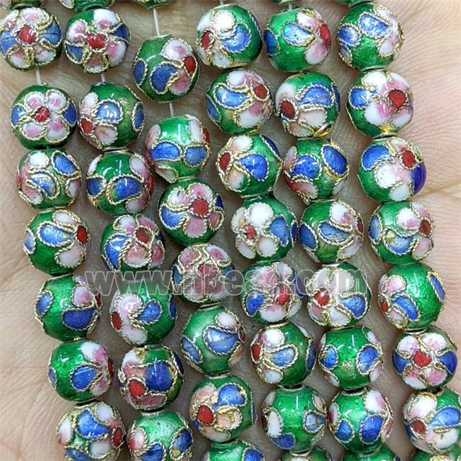 Green Round Cloisonne Beads Flower