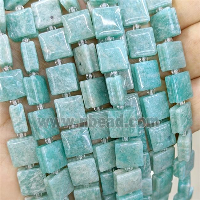 Natural Green Amazonite Square Beads