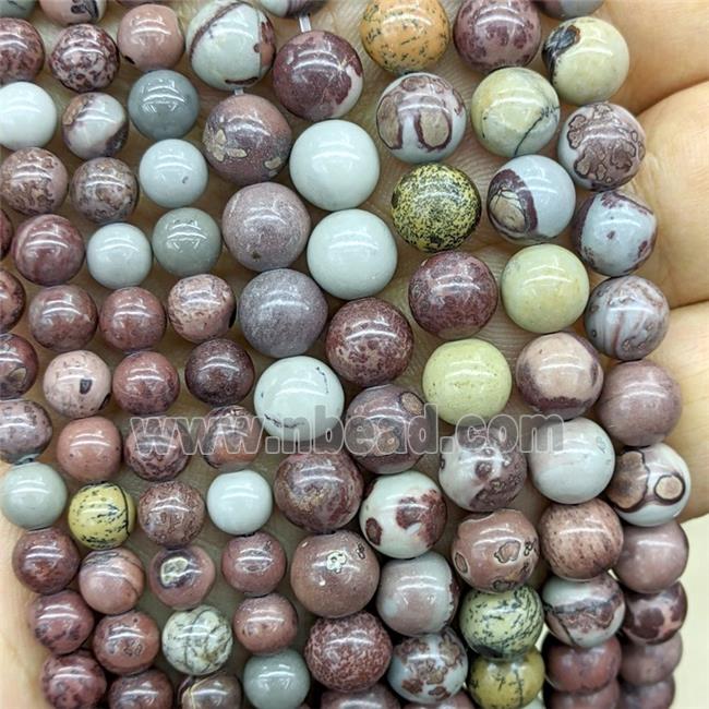 Natural Chinese Chohua Jasper Beads Smooth Round
