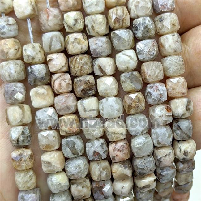 Natural Feldspar Jasper Beads Faceted Cube