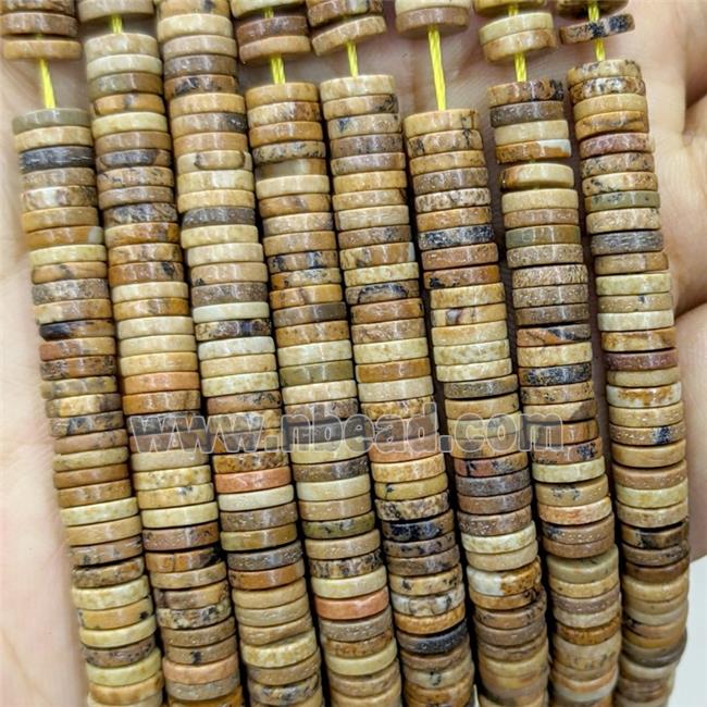 Natural Picture Jasper Heishi Beads