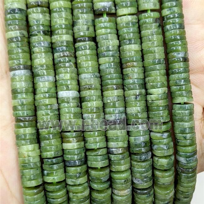 Natural Green Chinese Nephrite Jade Heishi Beads