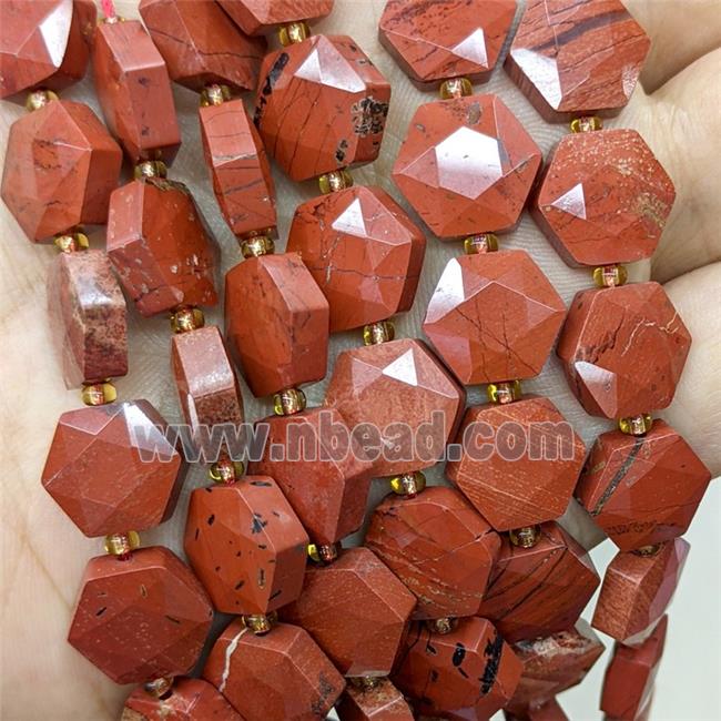 Natural Red Jasper Hexagon Beads