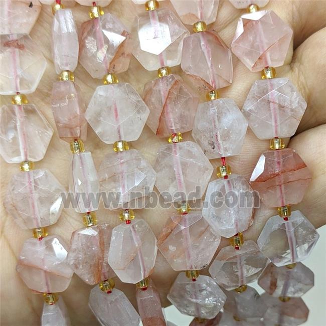 Natural Red Hematoid Quartz Hexagon Beads