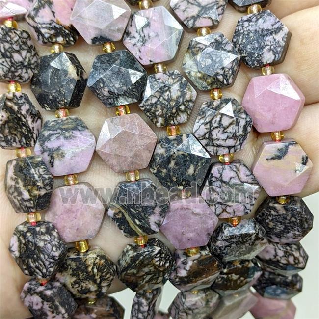 Natural Chinese Rhodonite Hexagon Beads