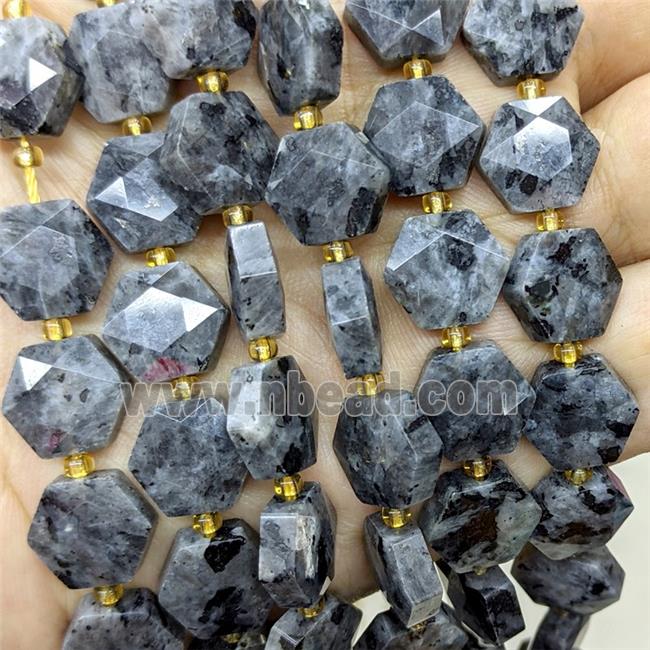 Natural Black Labradorite Hexagon Beads