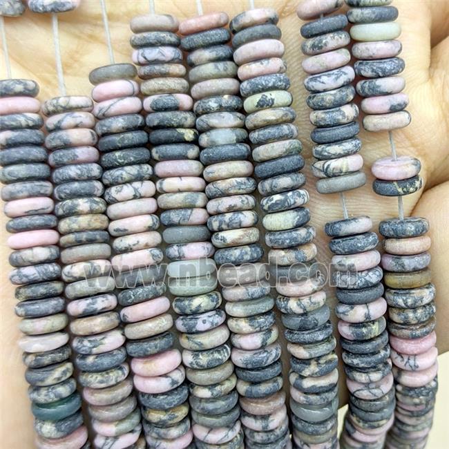 Chinese Rhodonite Heishi Beads Matte