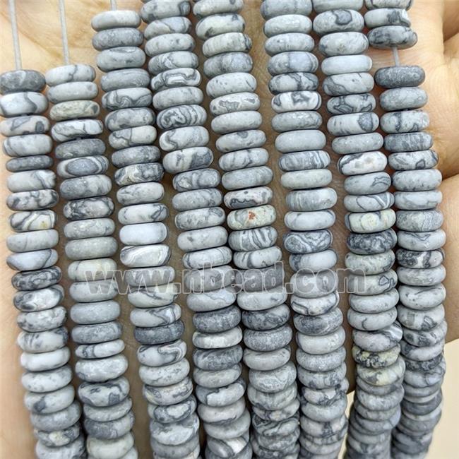 Gray Map Jasper Heishi Beads Matte