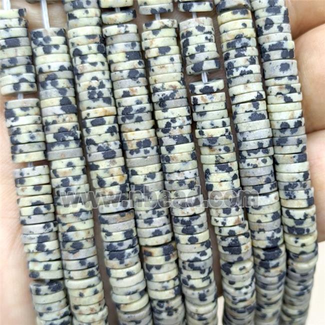Black Dalmatian Jasper Heishi Beads Matte