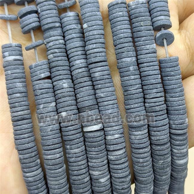 Black Agate Heishi Beads Dye Matte