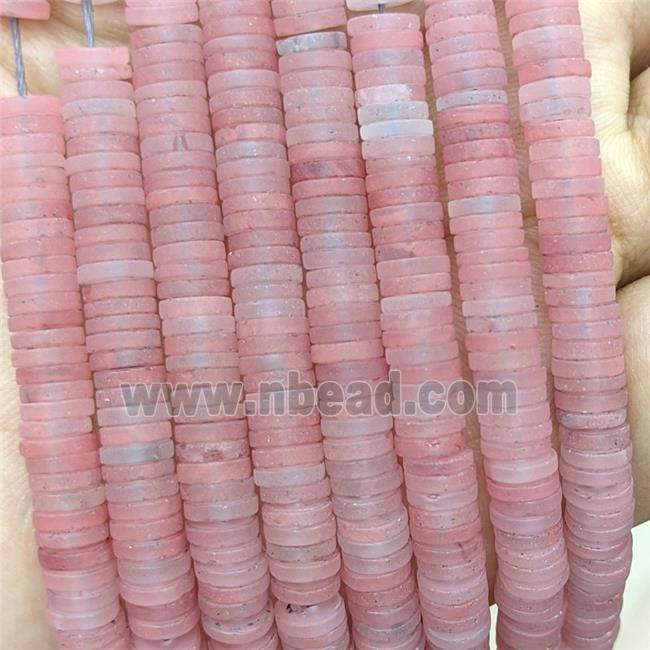 Pink Synthetic Quartz Heishi Beads Matte