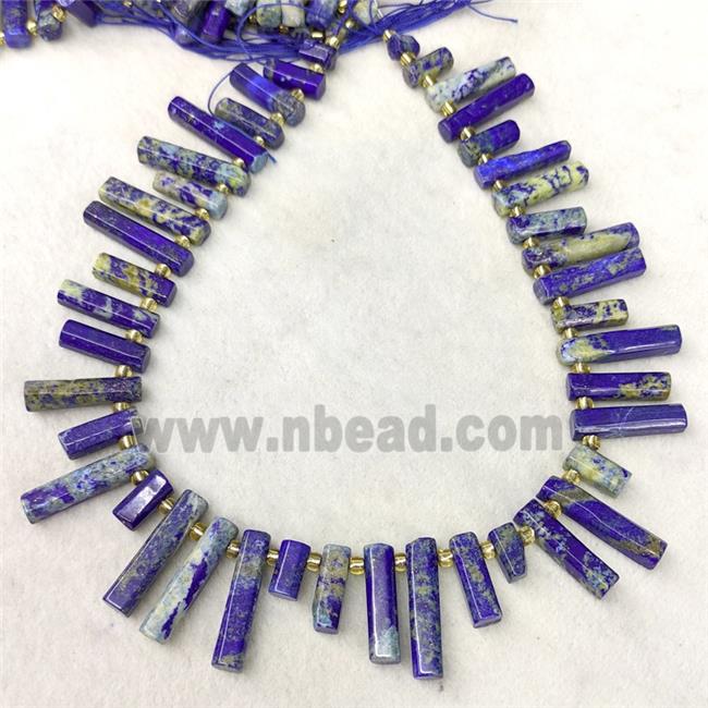 Natural Blue Lapis Lazuli Stick Beads Topdrilled