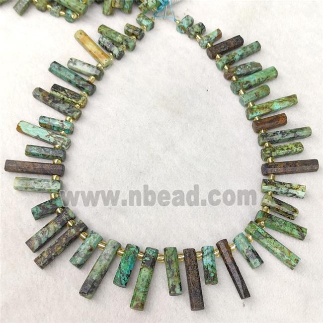 Natural African Turquoise Stick Beads Topdrilled Matte