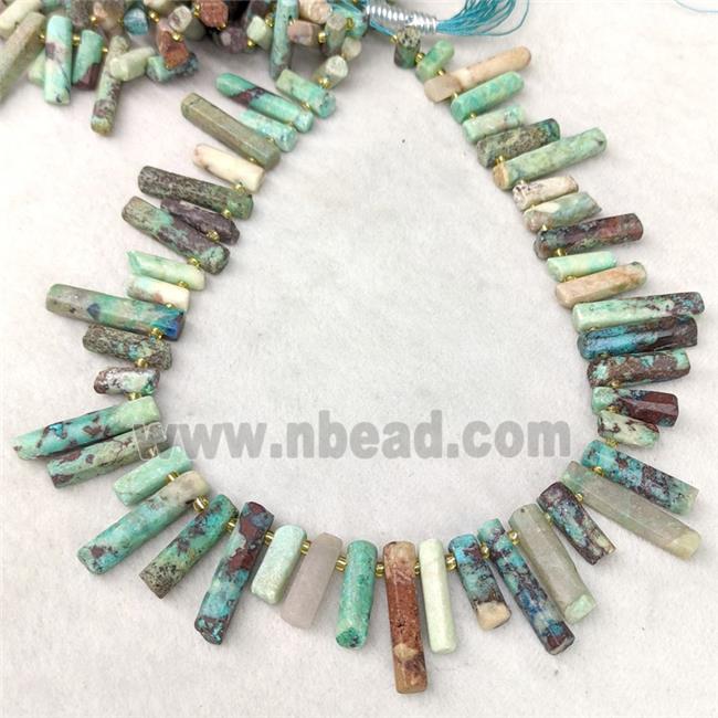 Chrysocolla Stick Beads Topdrilled