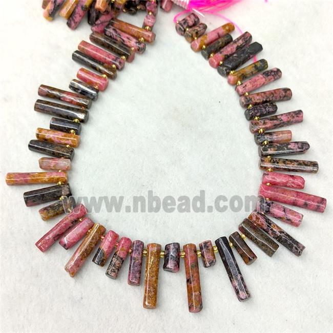 Natural Brazilian Rhodochrosite Stick Beads Topdrilled