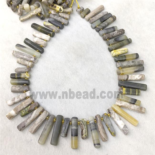 Natural Bumblebee Jasper Stick Beads Topdrilled C-Grade
